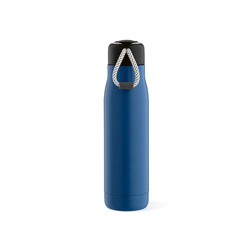 blue Botella Lena; rInox, 570 ml. Doble pared, hermética. Asa de rPet