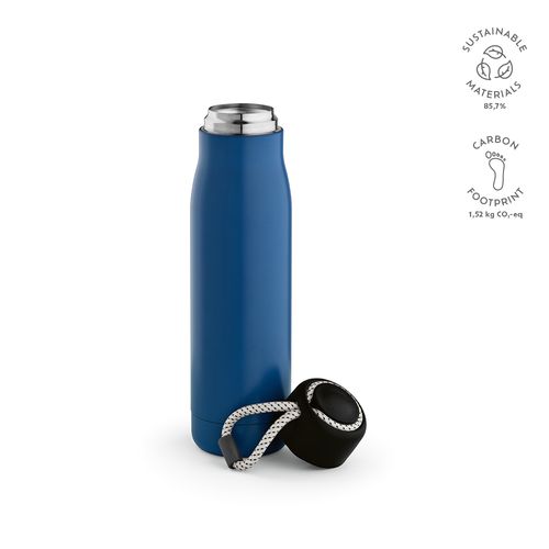blue Botella Lena; rInox, 570 ml. Doble pared, hermética. Asa de rPet