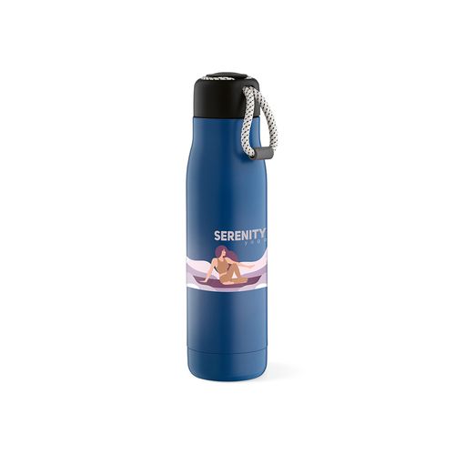 Gourde Lena rInox 570ml. IDouble paroi, étanche,poignée en rPET