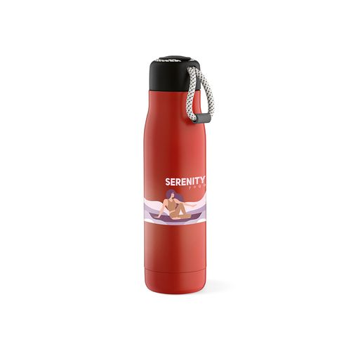 Gourde Lena rInox 570ml. IDouble paroi, étanche,poignée en rPET