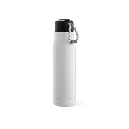 white Botella Lena; rInox, 570 ml. Doble pared, hermética. Asa de rPet