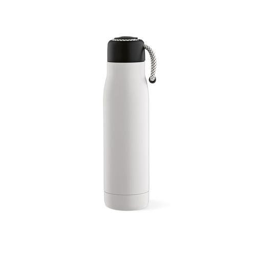 white Botella Lena; rInox, 570 ml. Doble pared, hermética. Asa de rPet