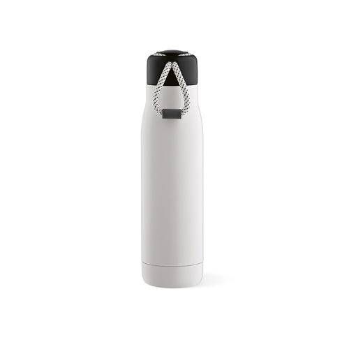 white Botella Lena; rInox, 570 ml. Doble pared, hermética. Asa de rPet