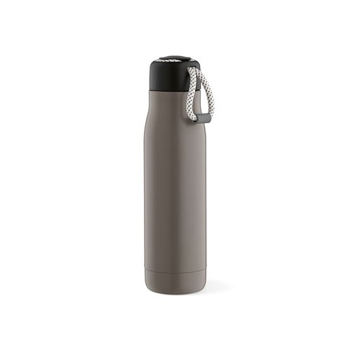 gray Botella Lena; rInox, 570 ml. Doble pared, hermética. Asa de rPet
