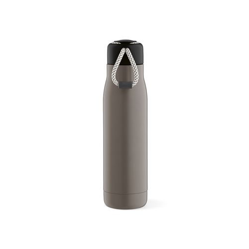 gray Botella Lena; rInox, 570 ml. Doble pared, hermética. Asa de rPet