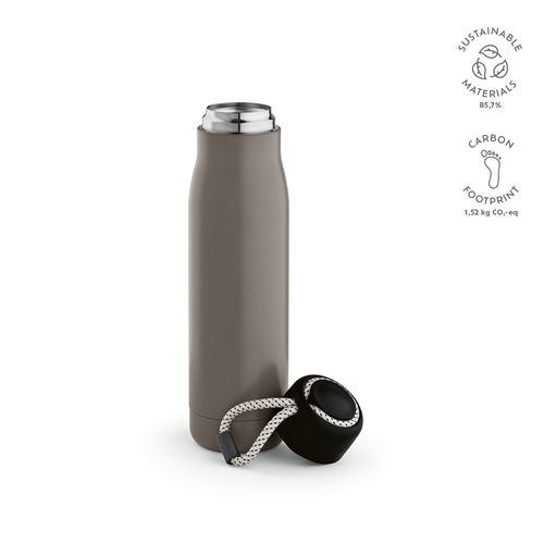 gray Botella Lena; rInox, 570 ml. Doble pared, hermética. Asa de rPet