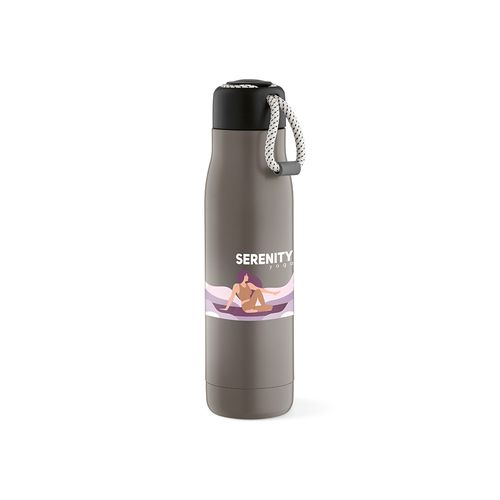 Gourde Lena rInox 570ml. IDouble paroi, étanche,poignée en rPET