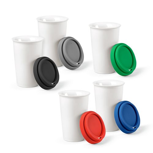Gobelet de voyage Tagus céramique 330ml. Couvercle coloré