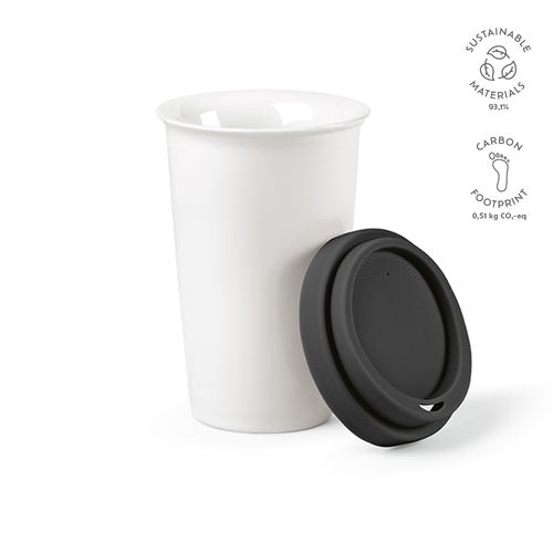 black Vaso de viaje Tagus; cerámica, 330 ml. Doble pared, tapa silicona