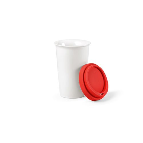 Vaso de viaje Tagus; cerámica, 330 ml. Doble pared, tapa silicona