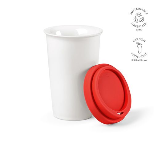red Vaso de viaje Tagus; cerámica, 330 ml. Doble pared, tapa silicona