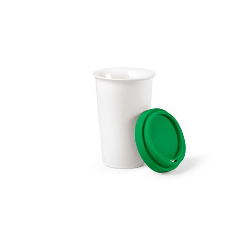 Vaso de viaje Tagus; cerámica, 330 ml. Doble pared, tapa silicona