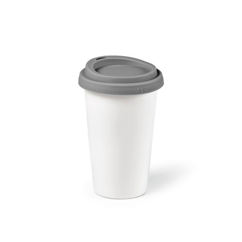 Vaso de viaje Tagus; cerámica, 330 ml. Doble pared, tapa silicona