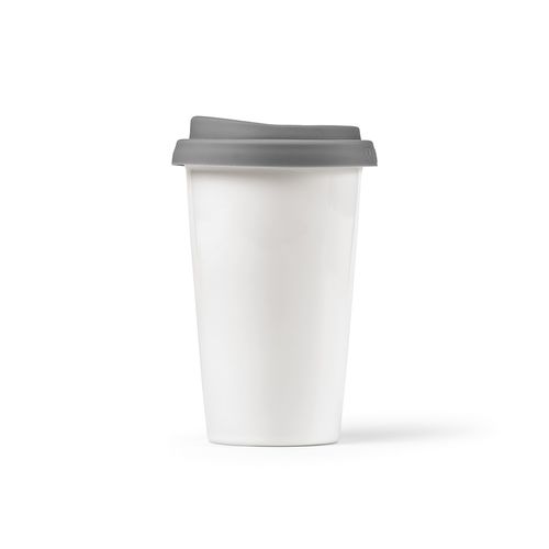 gray Vaso de viaje Tagus; cerámica, 330 ml. Doble pared, tapa silicona