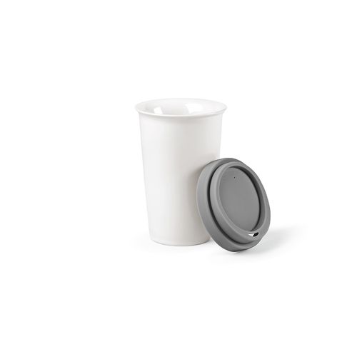 Vaso de viaje Tagus; cerámica, 330 ml. Doble pared, tapa silicona