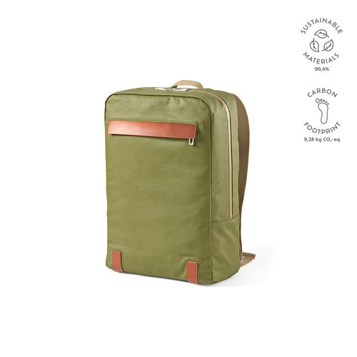 ejército verde Mochila Vienna de 23 L, rCotton de 340 gsm y rPU. PC de 17