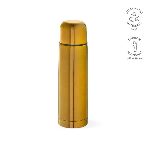 amarillo oscuro Termo Danubio; de rInox. 500 ml. Incluye 1 taza en la tapa