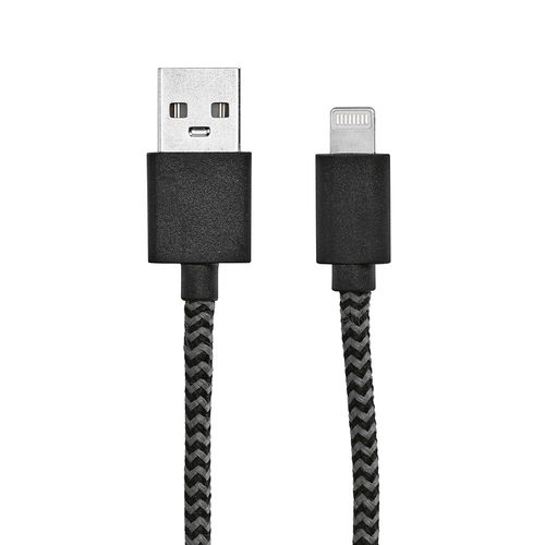 black Cable Bernoulli rPET. 1 m USB-A a Lightning