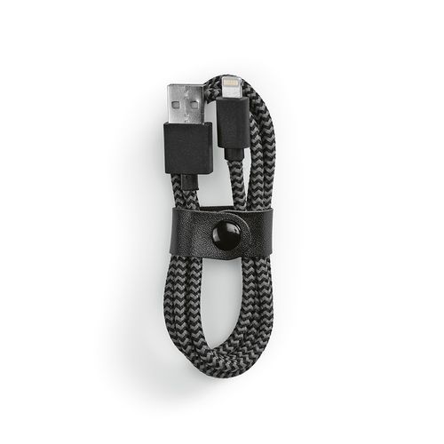 black Cable Bernoulli rPET. 1 m USB-A a Lightning