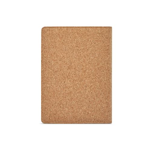 Carpeta Kafka A5 de corcho. Bloc con 64 hojas FSC; cierre de goma