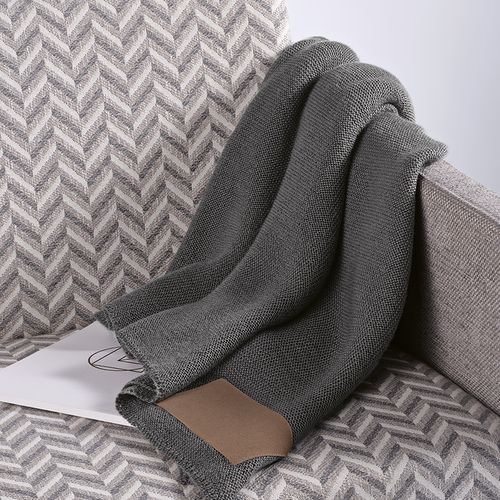 Plaid Mondrian en rPET et laine, patch personnalisable.