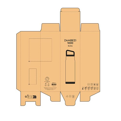 plateado Botella Zambezi 1000 ; rInox de 1160 ml. Doble pared, hermética