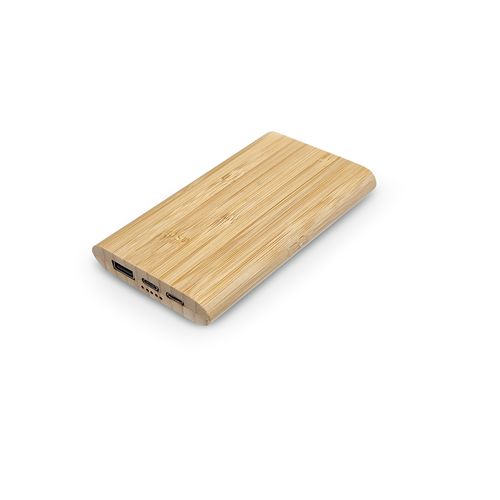natural Batería externa de bambú Pythagoras, 10000 mAh, 15 W