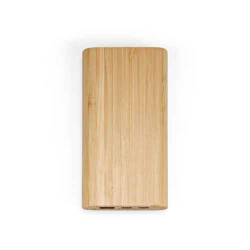 natural Batería externa de bambú Pythagoras, 10000 mAh, 15 W