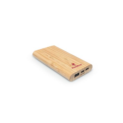 natural Batería externa de bambú Pythagoras, 10000 mAh, 15 W