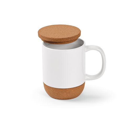 Mug Ebro en céramique, bouchon/base en liège 380 ml. Sublimation