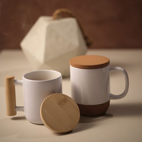 Mug Ebro en céramique, bouchon/base en liège 380 ml. Sublimation