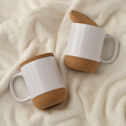 Mug Ebro en céramique, bouchon/base en liège 380 ml. Sublimation