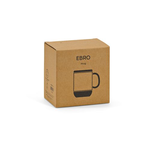 white Taza Ebro; cerámica, tapa y base de corcho, 380 ml. Sublimación