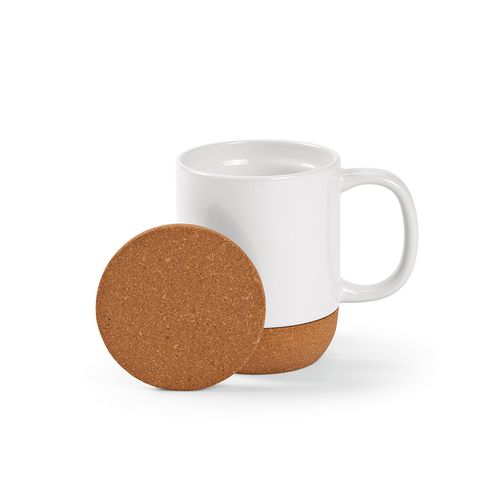 Mug Ebro en céramique, bouchon/base en liège 380 ml. Sublimation