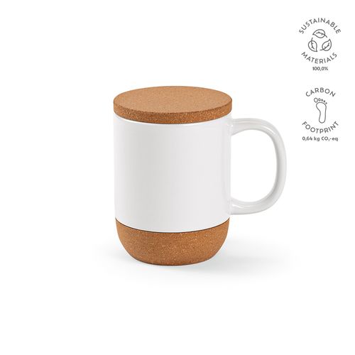 Mug Ebro en céramique, bouchon/base en liège 380 ml. Sublimation - 2