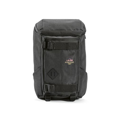 black Mochila Paso 20L de rPET. Presillas inferiores. Portátil de 17