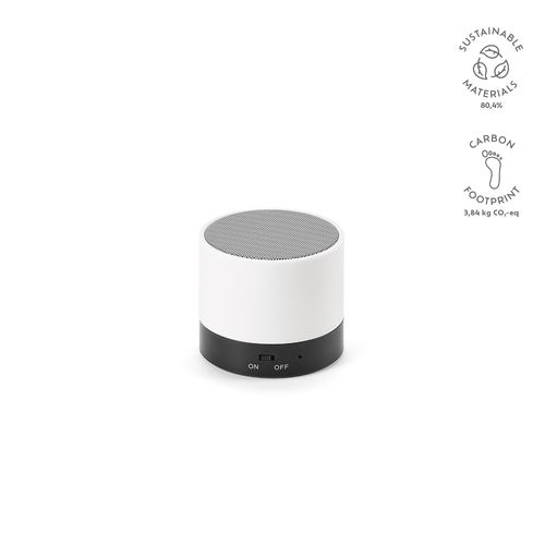 white Altavoz Gauss; rABS, 300 mAh. Autonomía hasta 1,5 horas. 3 W.