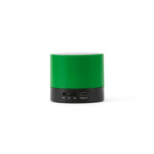 green Altavoz Gauss; rABS, 300 mAh. Autonomía hasta 1,5 horas. 3 W.