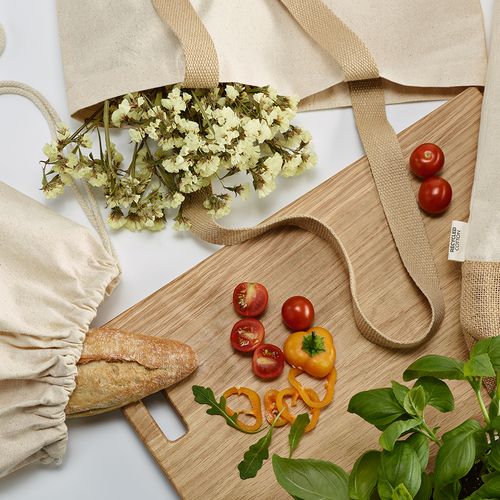 Bolsa de compra Puncak; algodón reciclado 180 gsm y yute 275 gsm