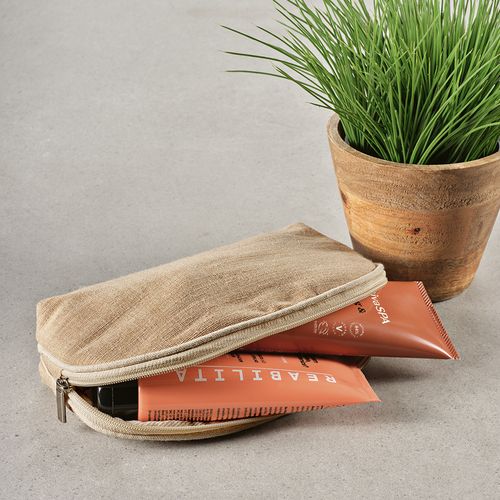 Neceser Dehli de 1,5 l, 260 gsm, de yute con  cremallera