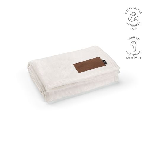 white Manta Van Eyck de rPET de 240 gsm. Con parche personalizable