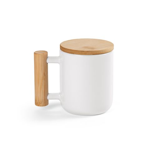 Tazza Douro 380ml in ceramica con coperchio e manico in bambù