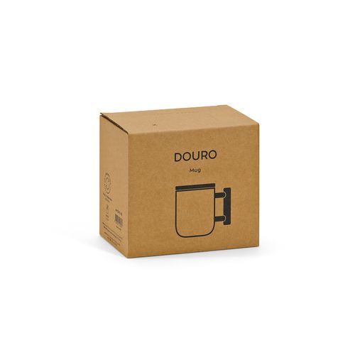 white Taza Douro; cerámica con tapa y asa de bambú, 380 ml. Sublimación