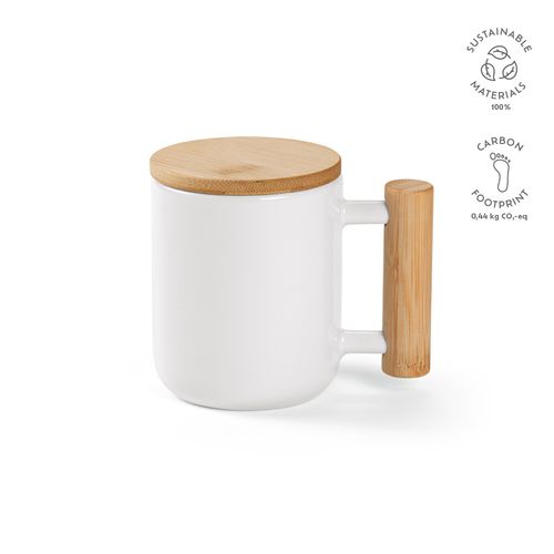 Tazza Douro 380ml in ceramica con coperchio e manico in bambù