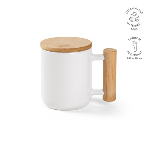Mug Douro céramique, bouchon /anse en bambou 380 ml. Sublimation - 2