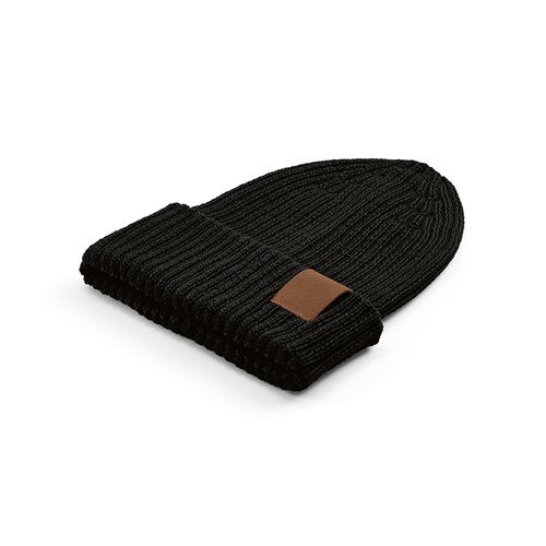 black Gorro Cobain de rPET y lana. Con parche personalizable