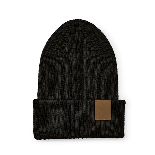 black Gorro Cobain de rPET y lana. Con parche personalizable