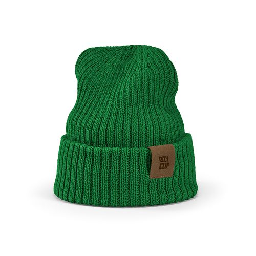 verde oscuro Gorro Cobain de rPET y lana. Con parche personalizable