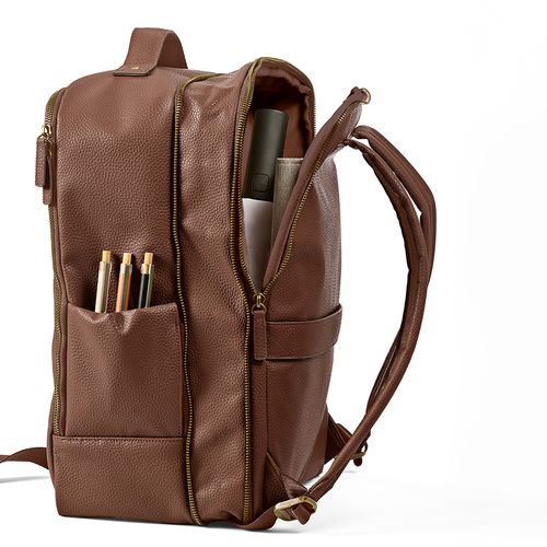 marrón oscuro Mochila Paris; 20L, de piel reciclada, para portátil de 17