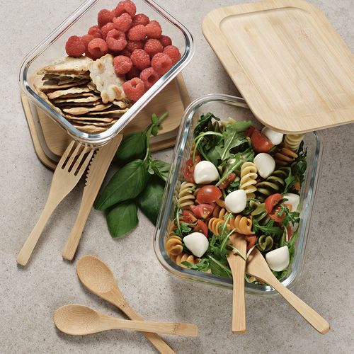 Boîte repas Van Gogh 500,verre borosilicaté et bambou 520 ml